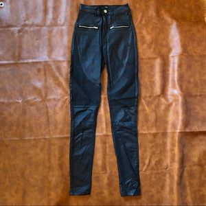 Missguided | High Waisted Coated Moto Style Skinny Jeans | Black | 0